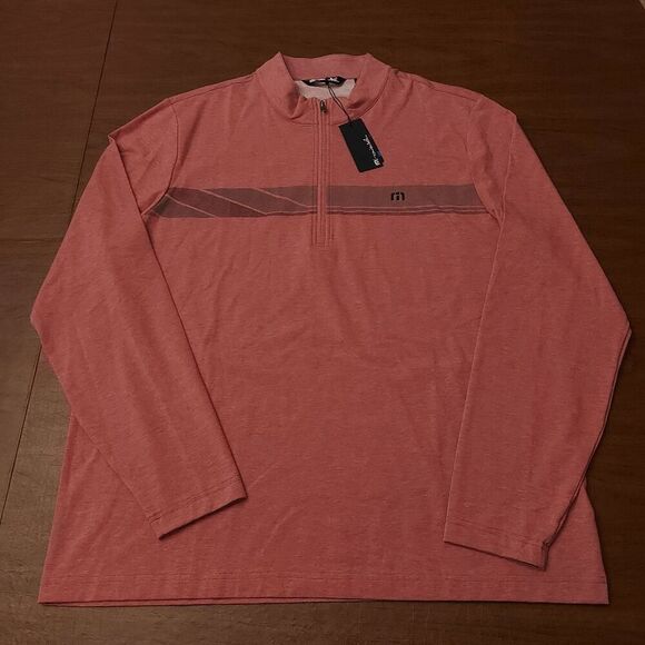 Travis Mathew Sunset Serenade Golf Pullover 1/4 Zip Heather Red Men's Size XL - Picture 1 of 5